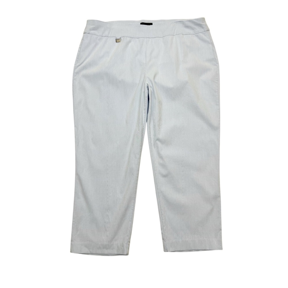 Premise Pull On Elastic Waist Striped Stretchy Crop Pants Blue White Size 3X